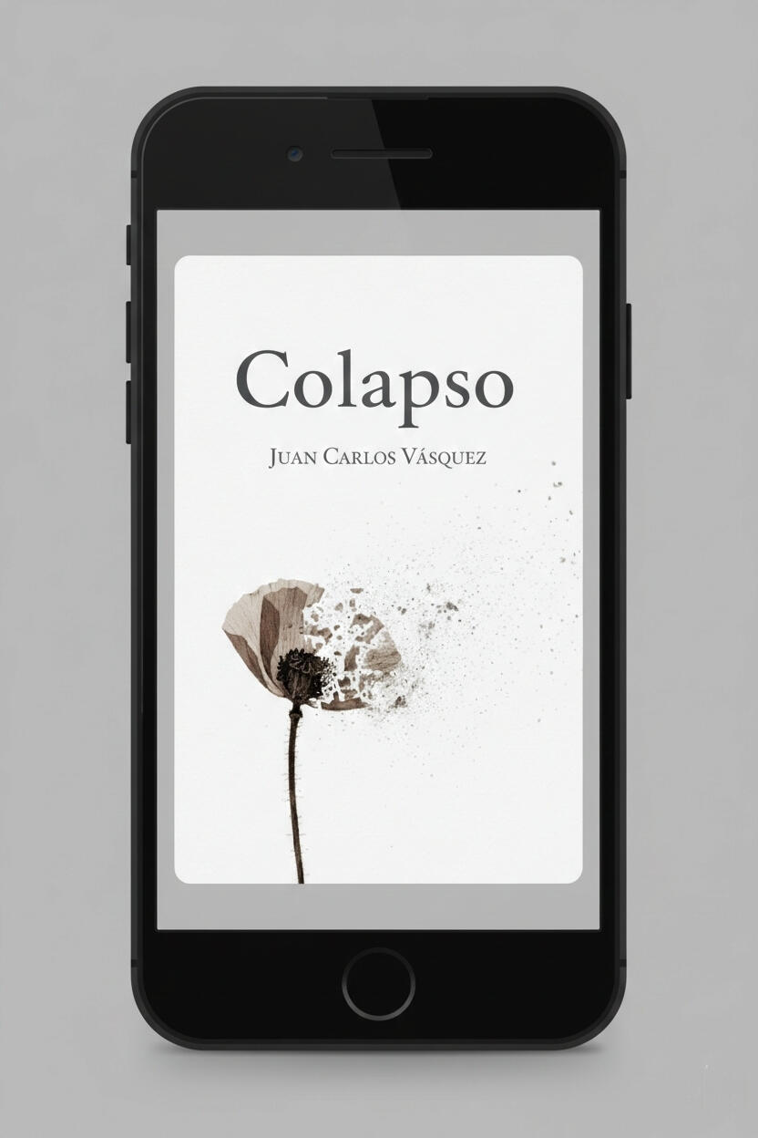 "Portada del libro Colapso de Juan Carlos Vásquez. Poesía completa que reúne textos escritos en Valencia, Nueva York, Miami y Barcelona. Una cartografía de la pérdida, la migración y la reconstrucción del ser."